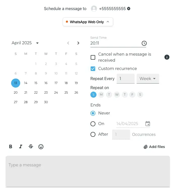 Custom Recurrence Options