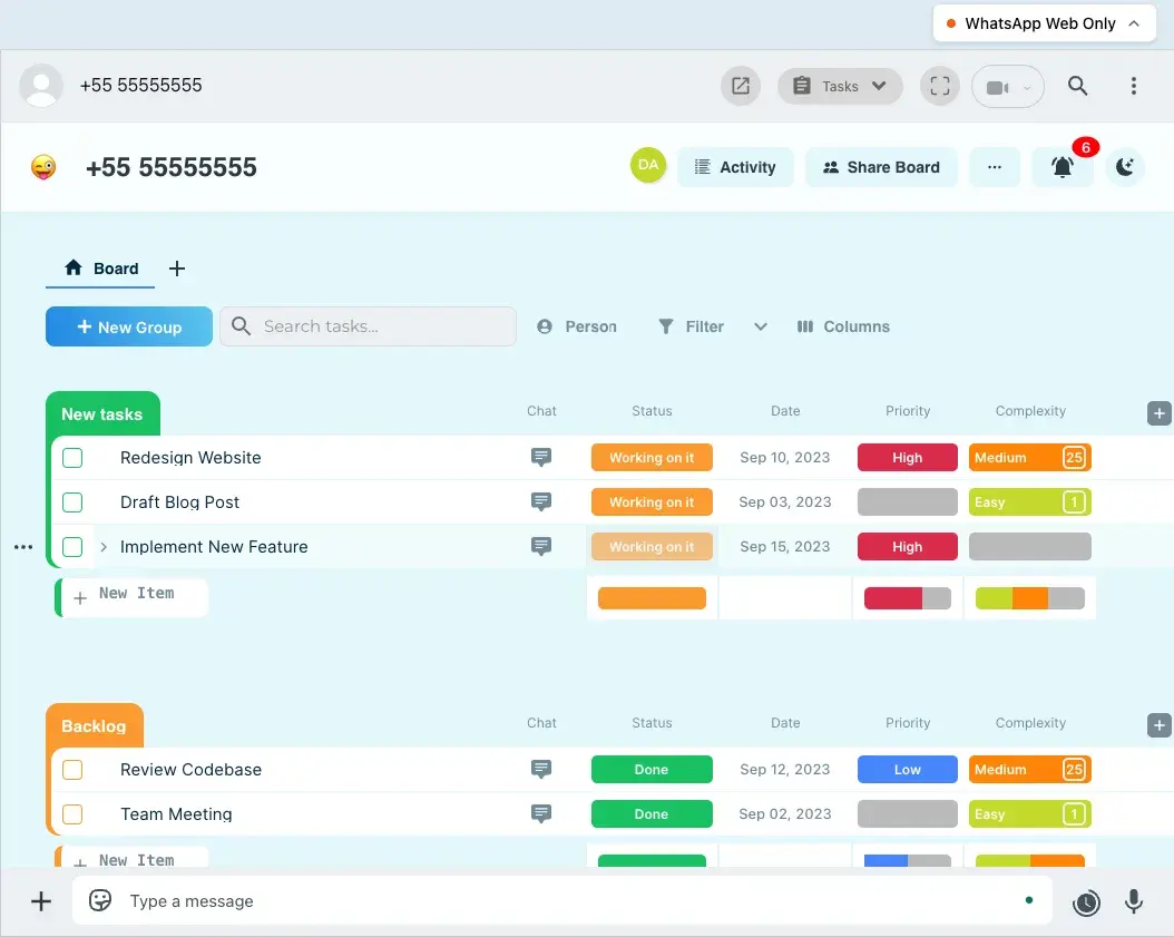 Task Panel Interface
