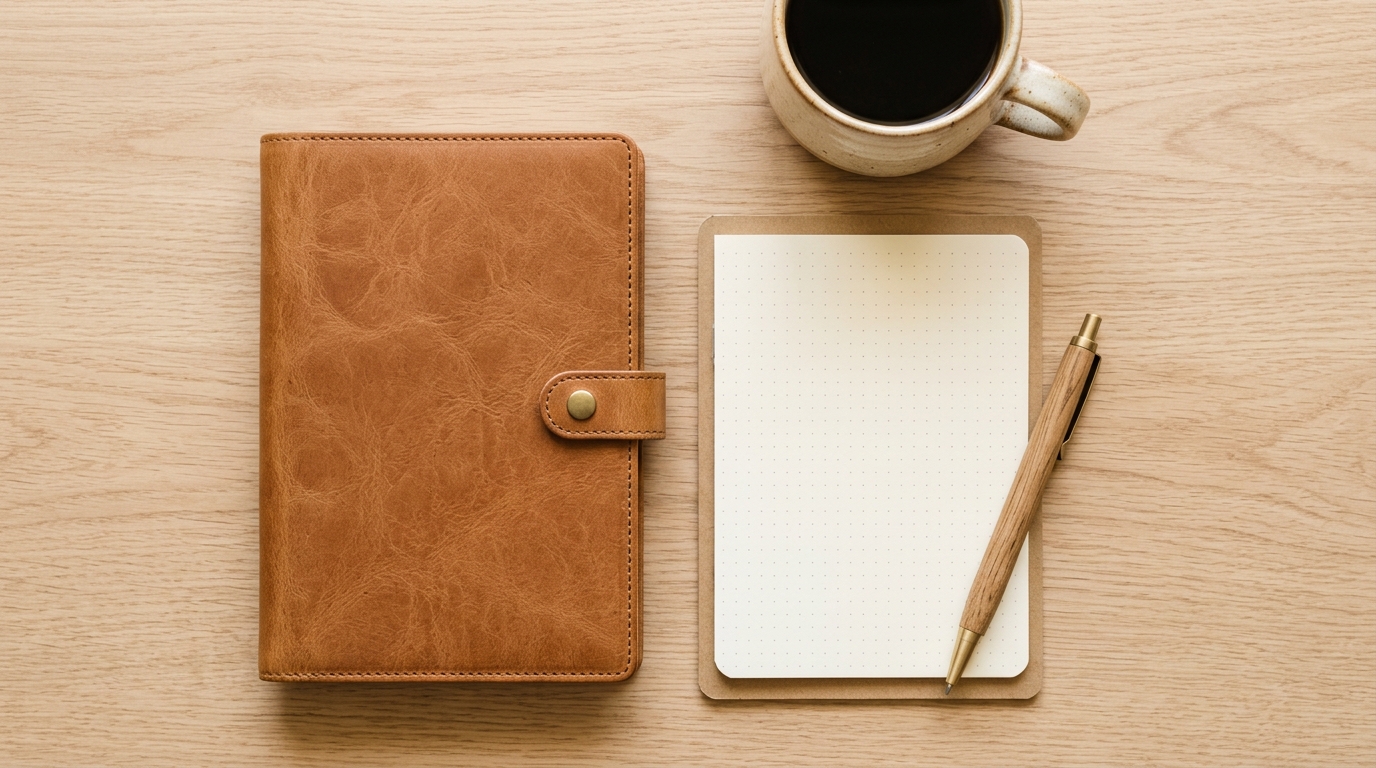 Paper weekly planner marked with recurring reminders next to a coffee cup on a desk
