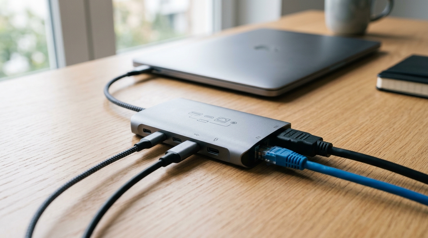 usb c hub cables desk