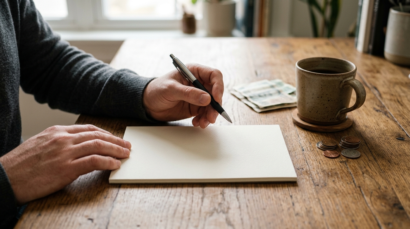 Hands reviewing printed cost figures and a calculator, evaluating WhatsApp Business API pricing