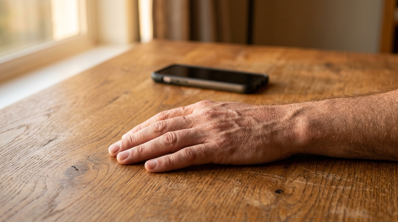 business owner hand near phone focused