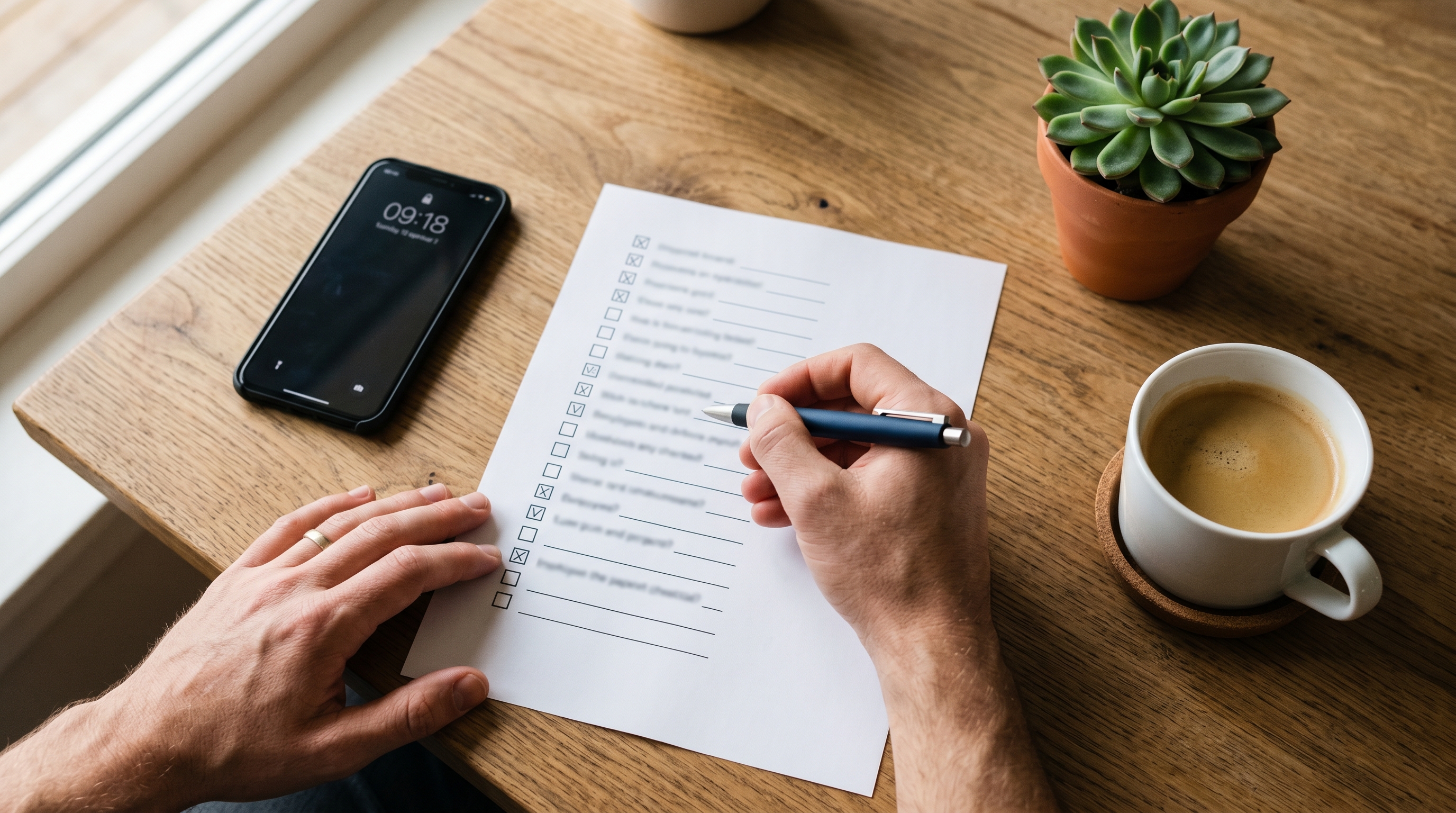 Marketer ticking off a WhatsApp campaign best practices checklist before sending